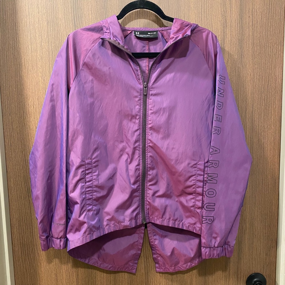 UNDER ARMOUR Storm Woven Windbreaker Size Small Iridescent Purple Full-Zip Run - Picture 3 of 13